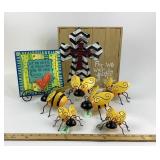 Decorative Bumblebees, Wooden Cross, Scripture Sig