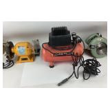 Shop Force Air Compressor, HDC Bench Grinder, Tool