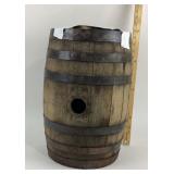 Wooden Barrel With Metal Bands And Bung Hole