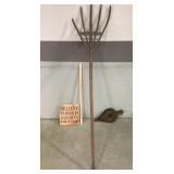 Weathered Wooden Pitchfork, Leather Bellow, Be The