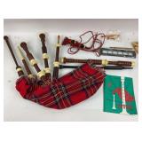 Bagpipe With Tartan Cover, Tutor Book, Accessories