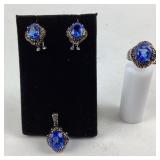 Bali .925 Marked Sterling Silver Ring, Earrings,