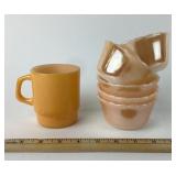 (5) Fire-King Peach Lustre Bowls, Mug