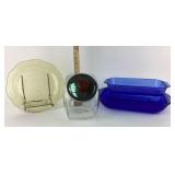 Pyrex Cobalt Blue Bakeware, yellow depression glas