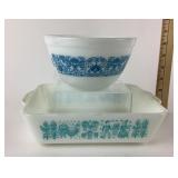 Pyrex Horizon Blue, Amish Butterprint Pattern Mixi