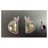 .925 Rose toned half moon stone with purple toned