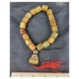 Antique Chinese Tibetan carved jade mala prayer