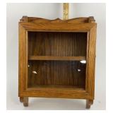 Oak Wood Display Shelf With Glass Door