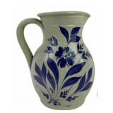 Williamsburg Salt Glazed Pottery Blue Floral Pitch