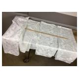 White Damask Tablecloths: Floral & Checker