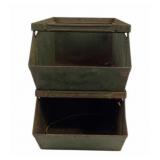 Stackable Green Metal Storage Bins