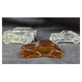 Automobile-Shaped Glass & Amber Candy Containers