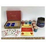 Canasta Cards, Planters Tin, Spun Dee Spools