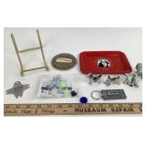 Japanese Porcelain Dog Figurines, Red Tray, Grill