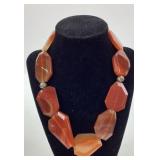 Barse Amber colored Agate Slab necklace, 18 inches