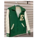 Wool Varsity Jacket With Leather Sleeves