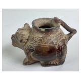 Pre-Columbian plumbate zoomorphic feline effigy