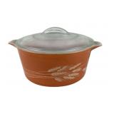 Pyrex Wheat Pattern Orange Casserole Dish With Lid