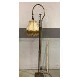 Ornate Brass Floor Lamp With Fabric Shade