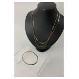Gold Toned Chain Necklaces, & Bracelet