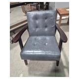 Wood & Grey Upholstered Side Chair