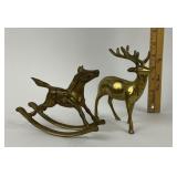 Brass Horse Rocker, Standing Deer Figurines