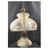 Milk Glass Hanging Lamp With Fruit Motif