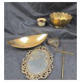 Brass Home Decor Items Including Cross, Bowls