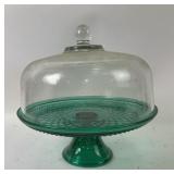 Anchor Hocking Wexford Teal Cake Stand with Clear