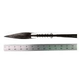 Zande tribe wrought iron barbed hunting spearhead