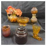 Amber Glassware, Oil Lamp, Decorative Items