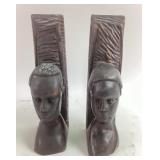 Vintage African Wooden Bookends Man & Woman
