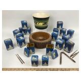 Tree Bark Nut Bowl & Cracking Tools, Snowman Tins,