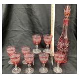 Victorian era Bohemian cranberry cut to clear