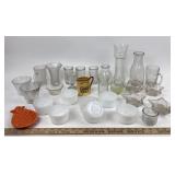 Glasbake Custard Dishes, Libbey Candle Holder, Pin