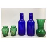 Cobalt Blue Ferolito Vultaggio Glass Bottles, Gree