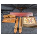 Wooden Shelves, Candle Holders, Desk Organizer
