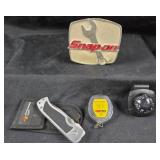 Snap-on Belt Buckle, Knife, Tape Measure, Compass