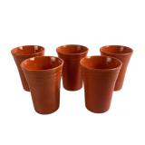 (5) Fiesta Orange Ceramic Tumblers 4.5"