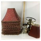 Brass Electric Lamp Bases, Fabric Lampshades
