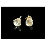 Pair 14k gold & natural diamond earrings,