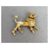 Dog Brooch Vintage Celluloid Poodle Beige Brown
