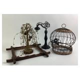 Eastlake Frame, Metal Lamp, Bird Cage, Tree Sculpt