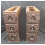 2- 15" H Ornate Wooden Sewing Machine Drawer Cabi