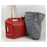 Red Gas Can, Silver Motorcycle Cover
