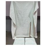 Solid White Floral Quilt & Pillow Cases