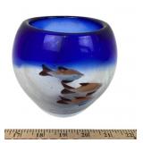 Aquatic Fish Art Glass Round Vase