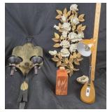 Metal/ Wood Double Wall Sconce, MCM HOMCO Rose Pla