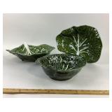 Cabbage Leaf Ceramic Serving Bowls