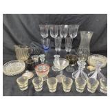 Glassware Including Candle Holders, Stemware, Bowl